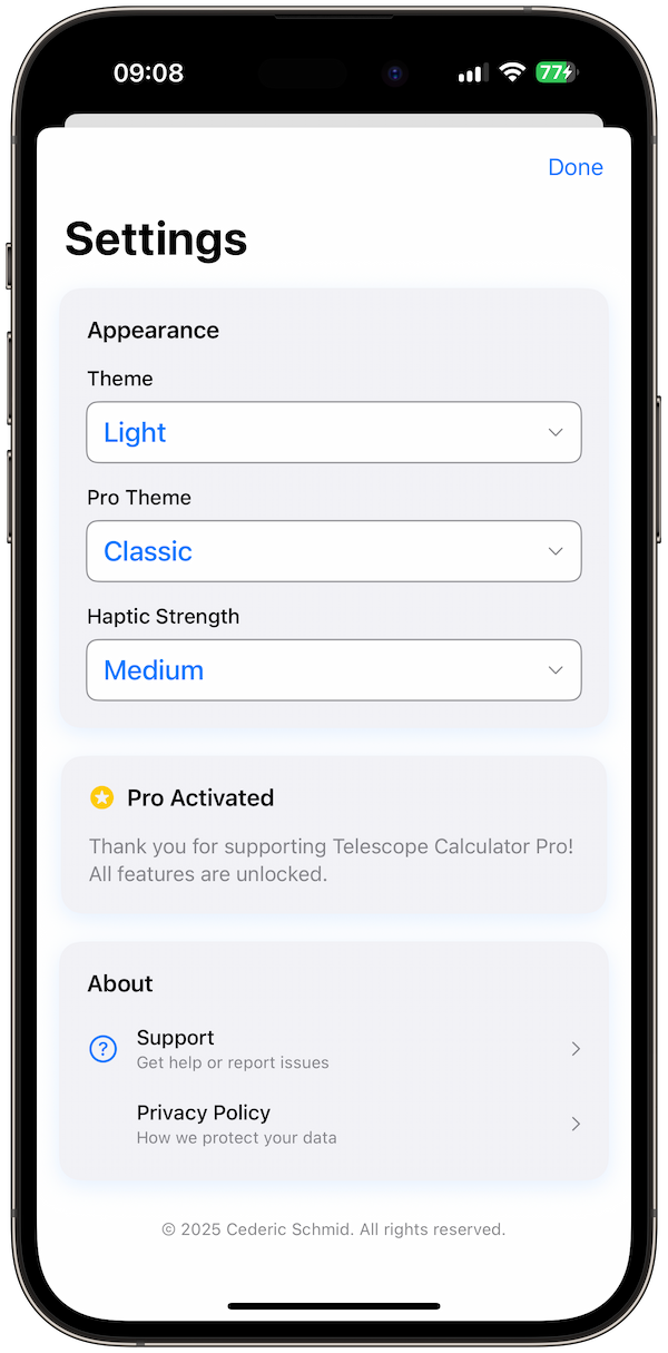 telescope-calculator screenshot 7